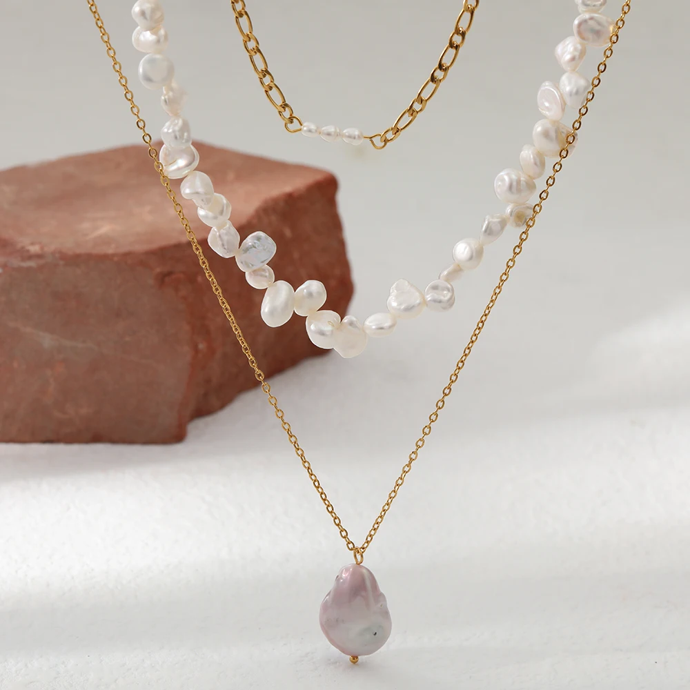 Natural Freshwater Pearl Fashion Stainless Steel Women's Pendant Necklace Waterproof and Fade Resistant 18K Real Gold Plated
Natural Freshwater Pearl Fashion Stainless Steel Women's Pendant Necklace Waterproof and Fade Resistant 18K Real Gold Plated