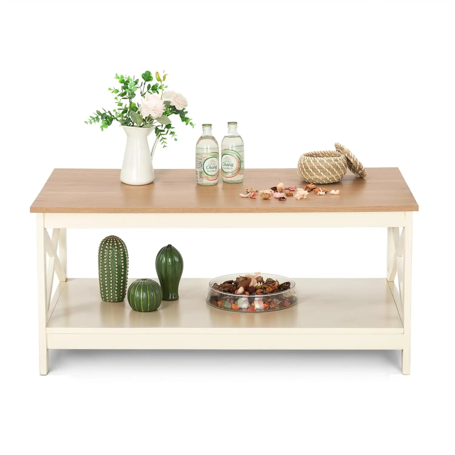 Coffee Table With Storage, Farmhouse Coffee Tables For Living Room 2-Tier Modern Coffee Table, Ivory, Customized
Coffee Table With Storage, Farmhouse Coffee Tables For Living Room 2-Tier Modern Coffee Table, Ivory, Customized