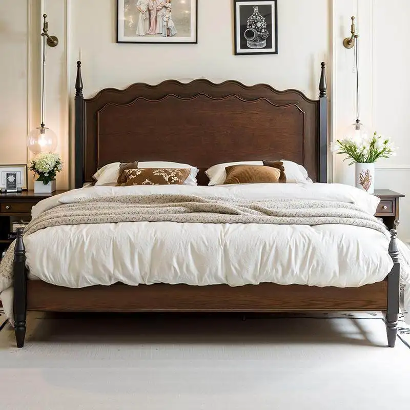 Medieval retro pure solid wood bed master bedroom double bed French bed American all solid wood storage high box bedroom
Medieval retro pure solid wood bed master bedroom double bed French bed American all solid wood storage high box bedroom