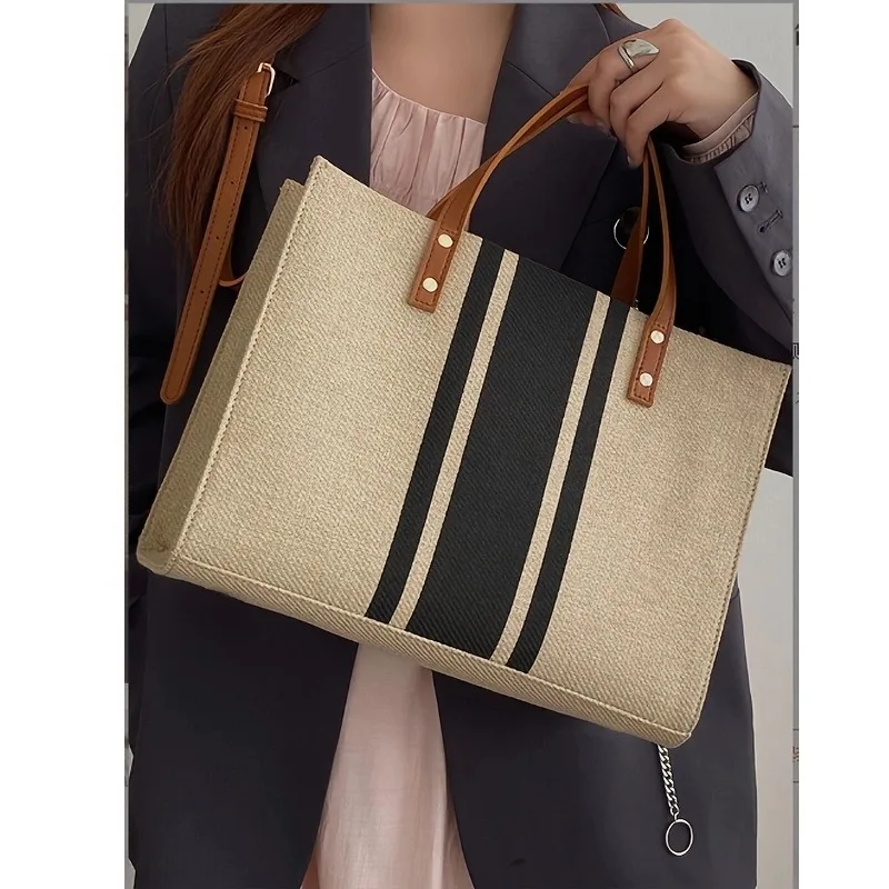 Simple Canvas Stripe Decor Bucket Handbags Women Top Handle Tote Bag Large Capacity Casual Shoulder Crossbody Bags Wholesale
Simple Canvas Stripe Decor Bucket Handbags Women Top Handle Tote Bag Large Capacity Casual Shoulder Crossbody Bags Wholesale