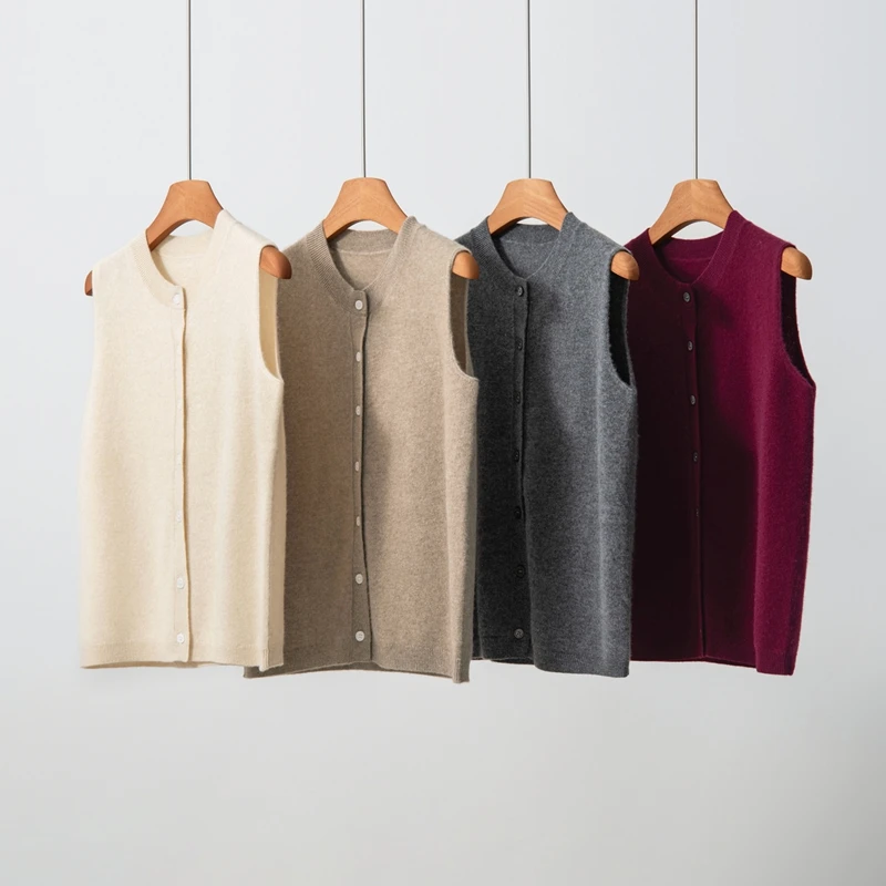 Women 100% Cashmere Knit Waistcoat Spring Autumn Winter Sleeveless Sweater O-Neck Knitting Cardigan Vest Cashmere Bottons Top
Women 100% Cashmere Knit Waistcoat Spring Autumn Winter Sleeveless Sweater O-Neck Knitting Cardigan Vest Cashmere Bottons Top