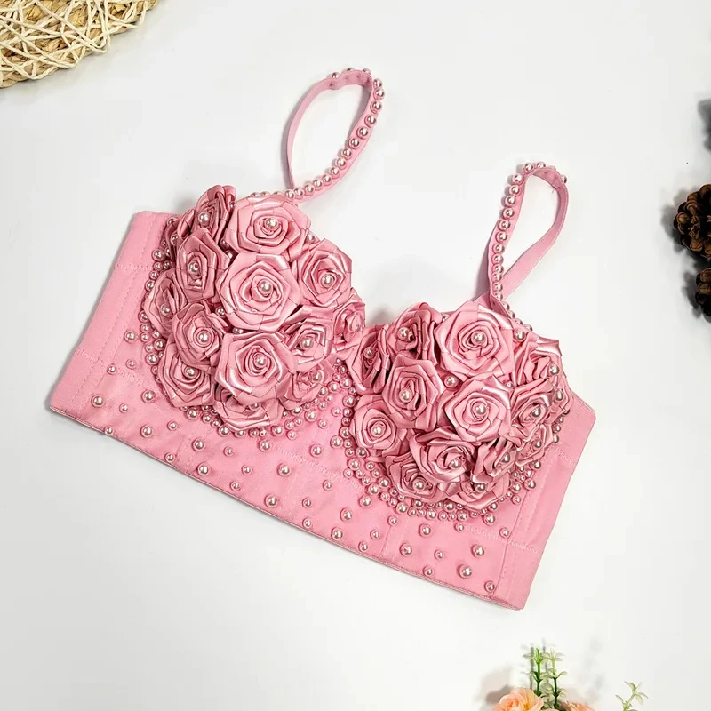 New 2025 Sexy Vest Corset Women Three-dimensional Flowers Roses Pearls Short Tops Party Bustier Push-up Bra Strap Crop Top 42913
New 2025 Sexy Vest Corset Women Three-dimensional Flowers Roses Pearls Short Tops Party Bustier Push-up Bra Strap Crop Top 42913