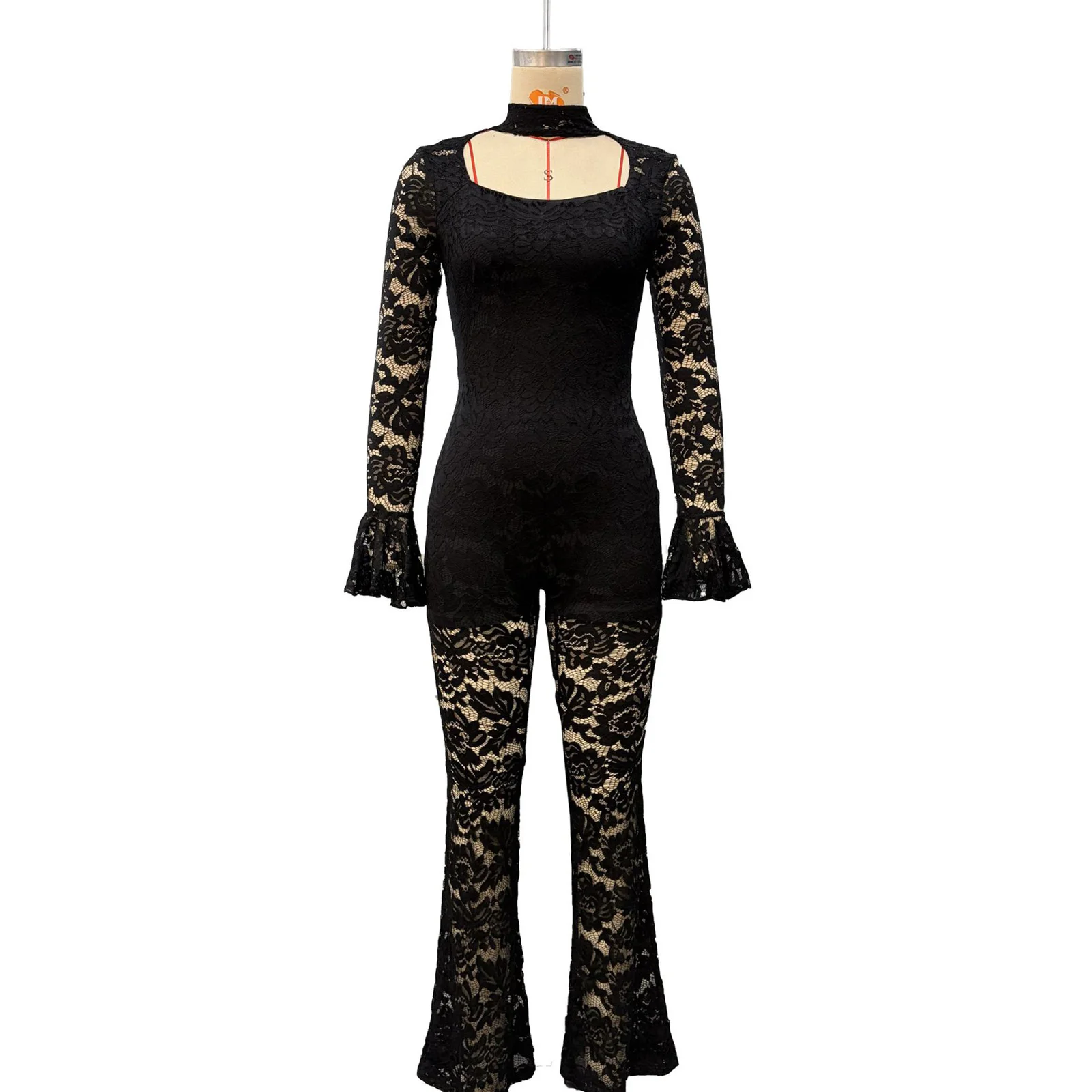 Women Sheer Floral Lace Long Sleeve Cutout Back Flared Jumpsuit with Opaque Liner Rave Party Club Daily Holiday Casual Bodysuit
Women Sheer Floral Lace Long Sleeve Cutout Back Flared Jumpsuit with Opaque Liner Rave Party Club Daily Holiday Casual Bodysuit