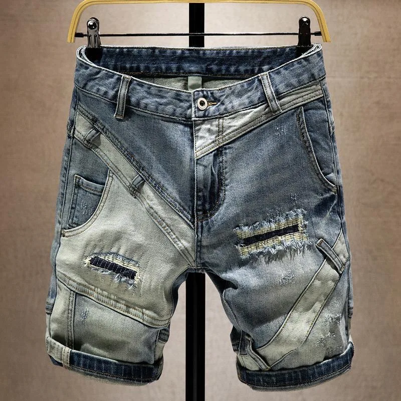 Trendy Men's Ripped Denim orts Slim Fit Summer Thin Straight Five-Quarter Pants Elastic Patchwork Pants Casual Jeans
Trendy Men's Ripped Denim orts Slim Fit Summer Thin Straight Five-Quarter Pants Elastic Patchwork Pants Casual Jeans