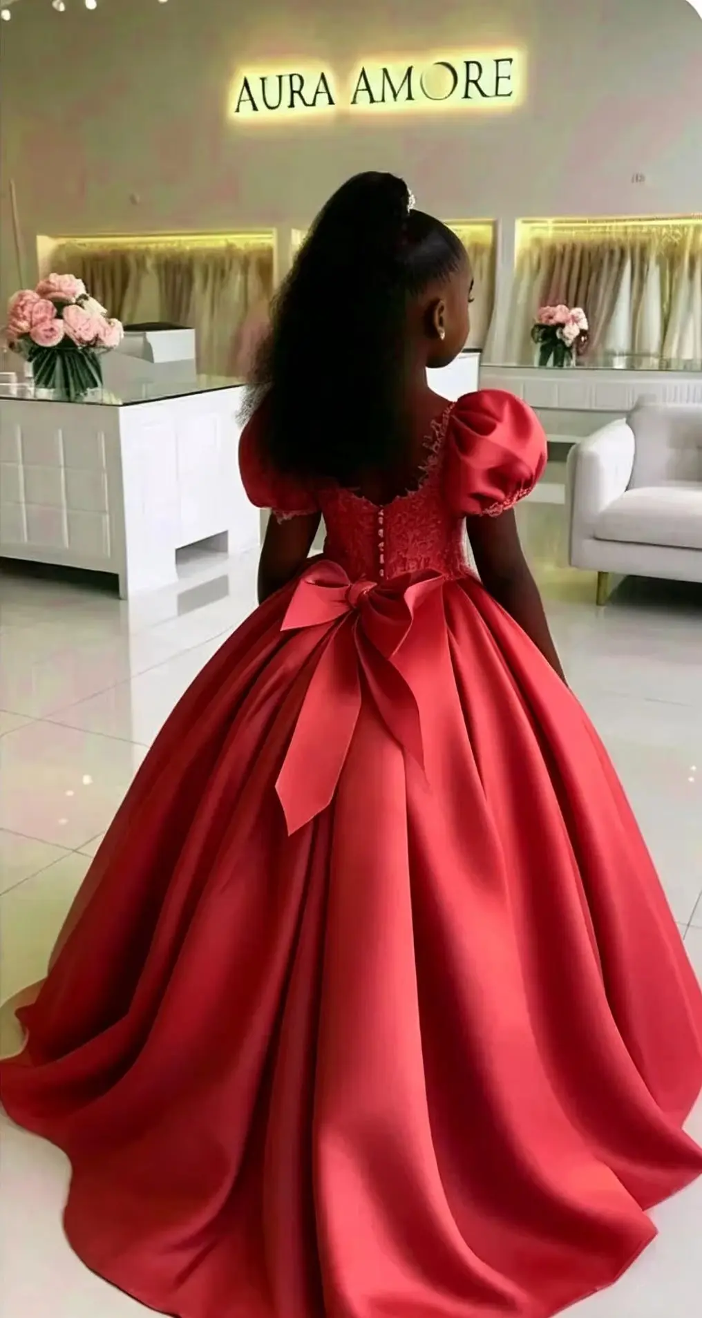 Customized Red Flower Girl Dress for Wedding Puff Sleeve with Bow Satin Floor Lenght Princess Kids First Communion Ball Gown
Customized Red Flower Girl Dress for Wedding Puff Sleeve with Bow Satin Floor Lenght Princess Kids First Communion Ball Gown