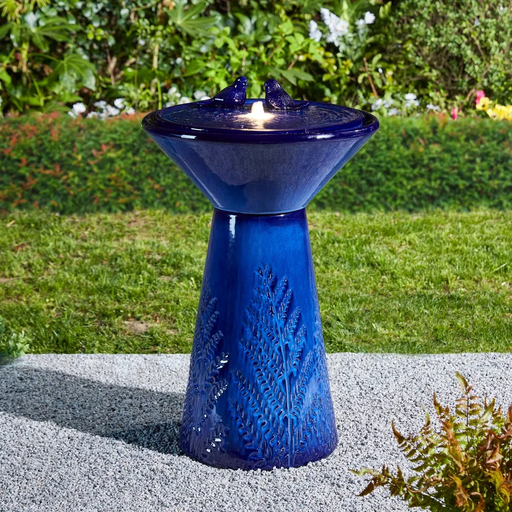 27.5"H Outdoor Garden Water Fountain with LED Lights and Pump, Plant Pattern Pedestal Ceramic Floor-Standing Fountain
27.5"H Outdoor Garden Water Fountain with LED Lights and Pump, Plant Pattern Pedestal Ceramic Floor-Standing Fountain