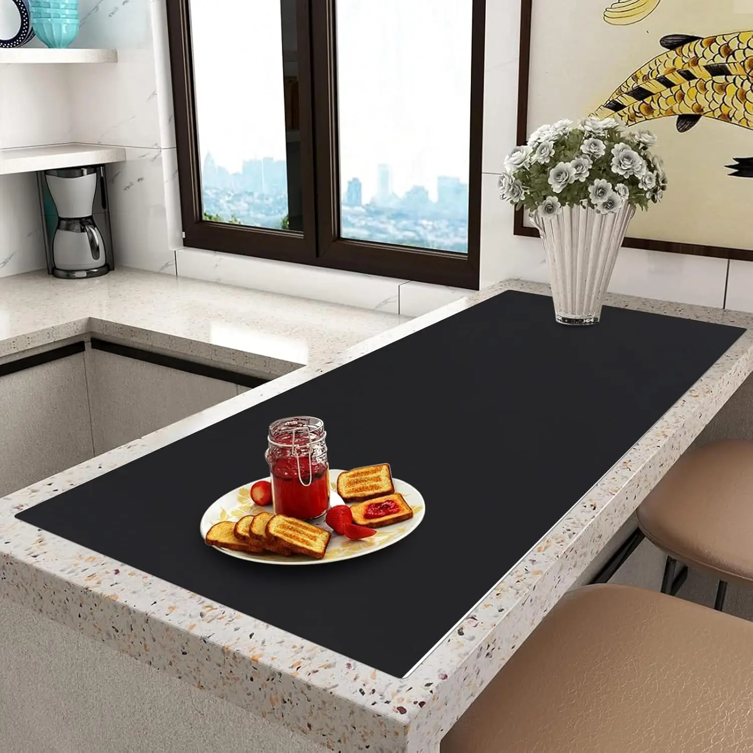 Extra Large Silicone Mat,Silicone Mats for Kitchen Counter Island Dinner Table Countertop Protector Heat (120” x 48”, Black)
Extra Large Silicone Mat,Silicone Mats for Kitchen Counter Island Dinner Table Countertop Protector Heat (120” x 48”, Black)