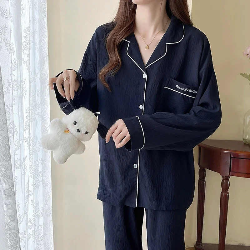 Plus Size Long Sleeve Womens Pajamas Set For Womens Sleep Two Piece Set Solid Color Loose Casual Sleepwear Ladies' Homewear
Plus Size Long Sleeve Womens Pajamas Set For Womens Sleep Two Piece Set Solid Color Loose Casual Sleepwear Ladies' Homewear