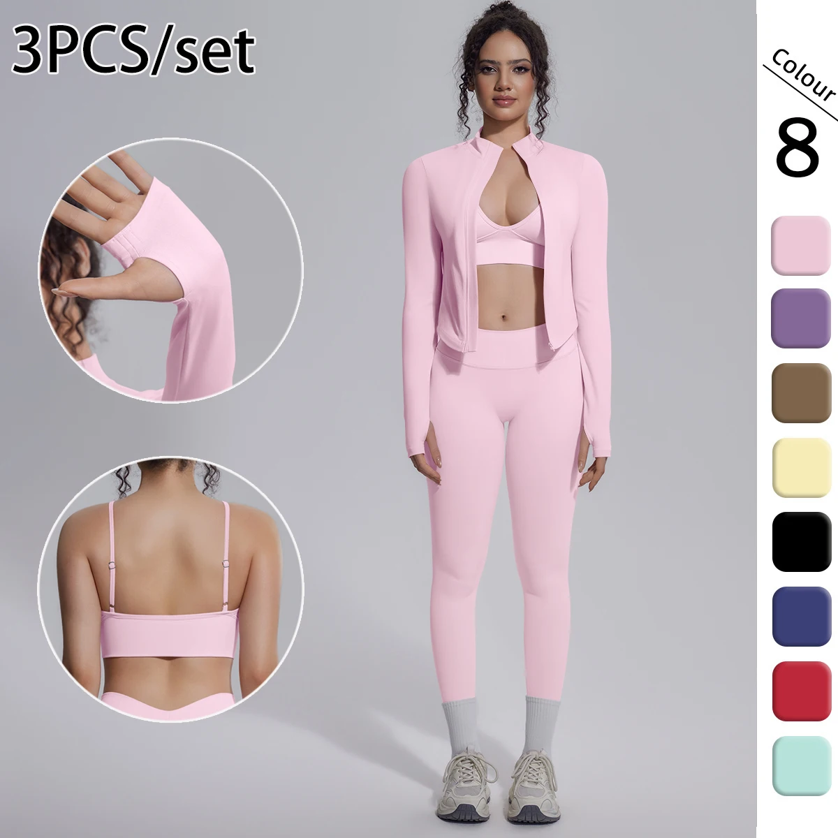3PCS Woman's Yoga Sports Set Gym Outdoor Running Yoga Zipper Long Sleeves Sexy Backless Yoga Bra High Waisted Female Pants Set
3PCS Woman's Yoga Sports Set Gym Outdoor Running Yoga Zipper Long Sleeves Sexy Backless Yoga Bra High Waisted Female Pants Set