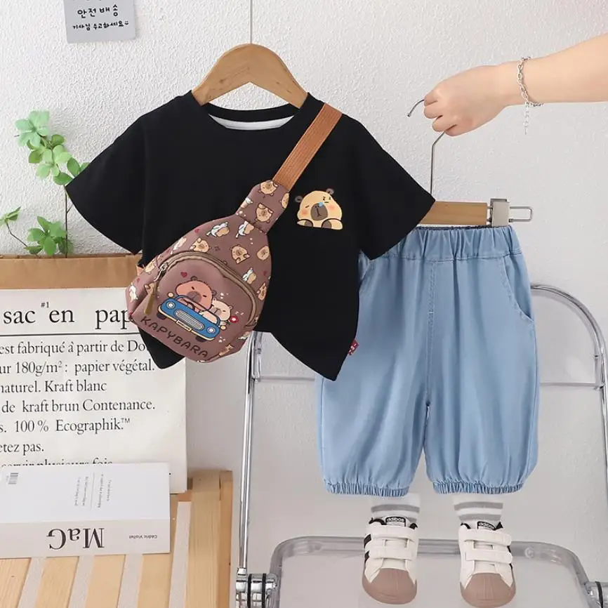Children Boys Clothing Suits Summer Designer Kids Cartoon Bear Print O-neck T-shirts And Shorts With Bags Toddler Infant Outfits
Children Boys Clothing Suits Summer Designer Kids Cartoon Bear Print O-neck T-shirts And Shorts With Bags Toddler Infant Outfits