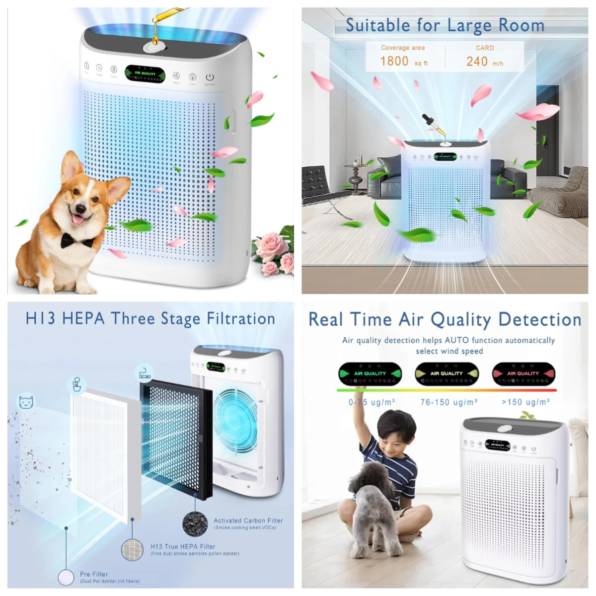 HEPA Activated Carbon Air Purifier Aromatherapy Sensor Light ROHS Certified for Home Office Pet Baby Use
HEPA Activated Carbon Air Purifier Aromatherapy Sensor Light ROHS Certified for Home Office Pet Baby Use