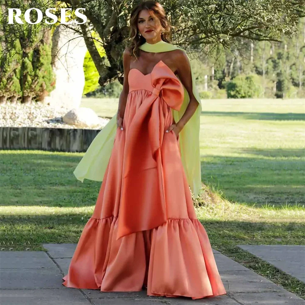 ROSES Orange Satin Prom Dresses Sweetheart Neckline A-Line Formal Dresses with Large Bow Embellishment Gala Dresses Customized
ROSES Orange Satin Prom Dresses Sweetheart Neckline A-Line Formal Dresses with Large Bow Embellishment Gala Dresses Customized