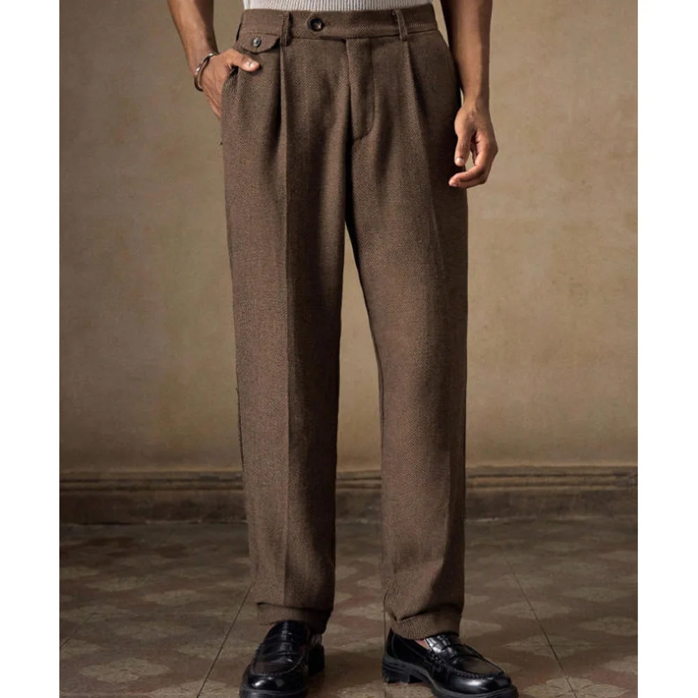 Мужские костюмные брюки с узором «елочка», прямые брюки с плоской передней частью, зауженные классические однотонные деловые брюки, деловое офисное платье S 
Мужские костюмные брюки с узором «елочка», прямые брюки с плоской передней частью, зауженные классические однотонные деловые брюки, деловое офисное платье S