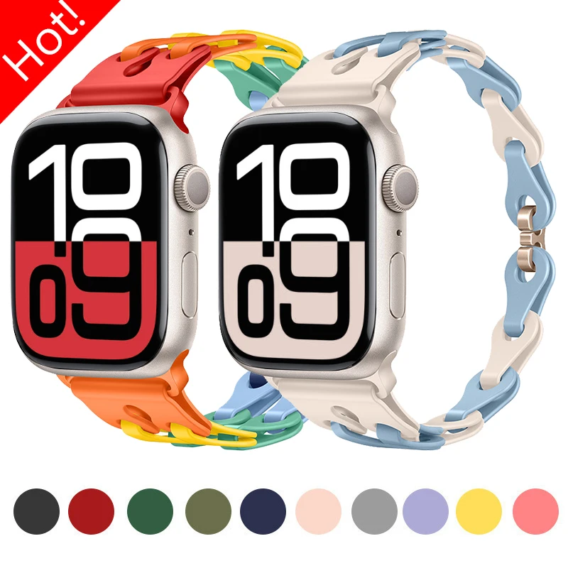 Silicone Strap for Apple Watch Band Ultra 2 49mm 46mm 44mm 40mm 45mm 41mm 42mm Women Chain Bracelet for Series 10 9 8 7 6 5 4 SE
Silicone Strap for Apple Watch Band Ultra 2 49mm 46mm 44mm 40mm 45mm 41mm 42mm Women Chain Bracelet for Series 10 9 8 7 6 5 4 SE