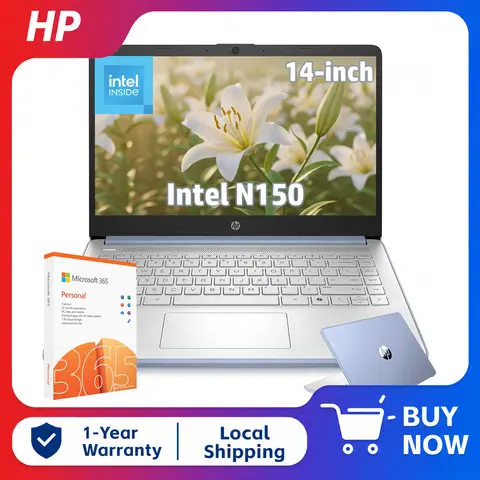 HP 14" HD LED Ultra Light Laptop with 1-Year Microsoft 365,Intel Processor N150,Up to 16GB RAM,384GB Storage (128GB UFS+256GB SD Card),Windows 11 S