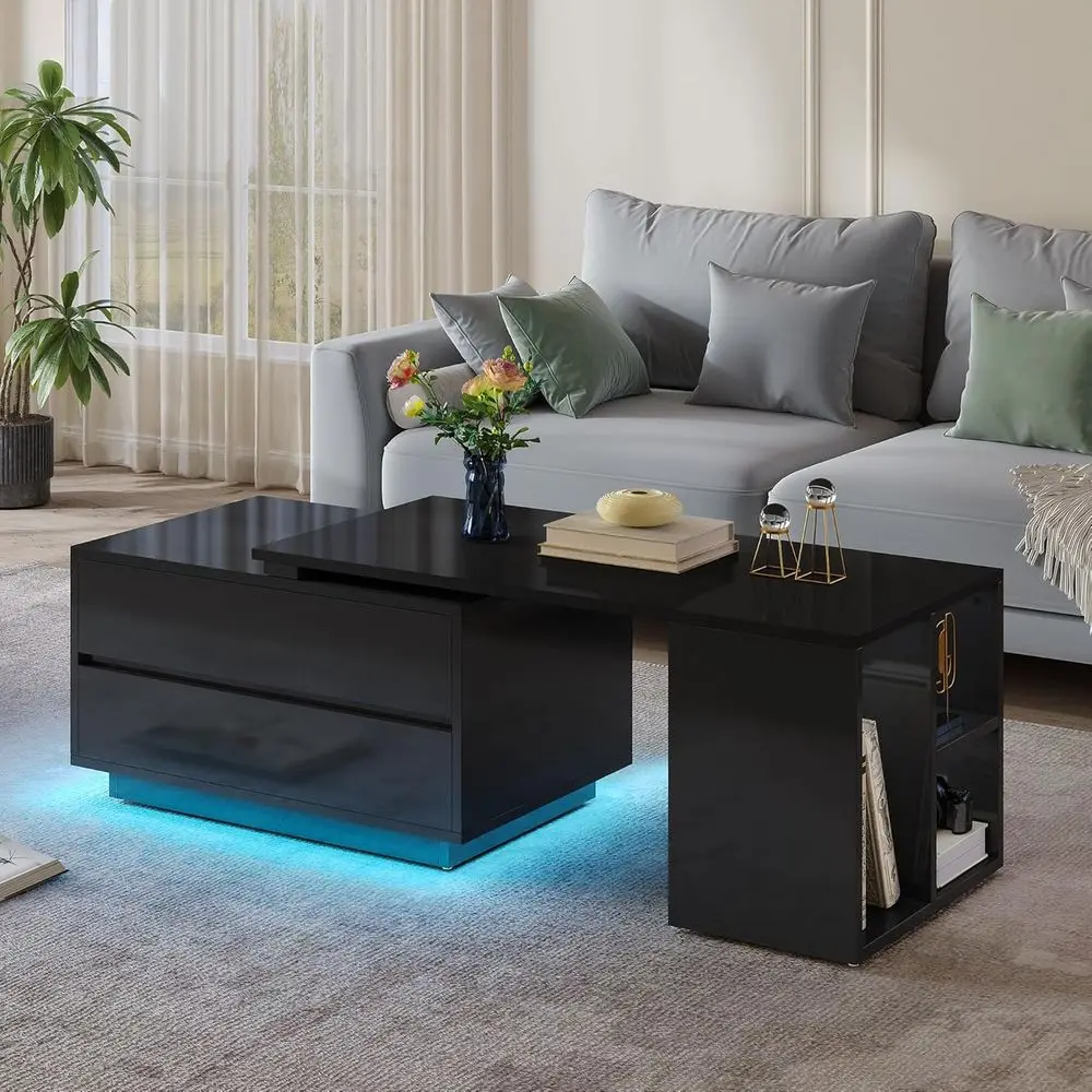 LED Coee Table with Storage 4 Ders, ern Coee Tables or Living Room, Wooden RecExble Center Table with Open Shelves & Sliding Tab
LED Coee Table with Storage 4 Ders, ern Coee Tables or Living Room, Wooden RecExble Center Table with Open Shelves & Sliding Tab