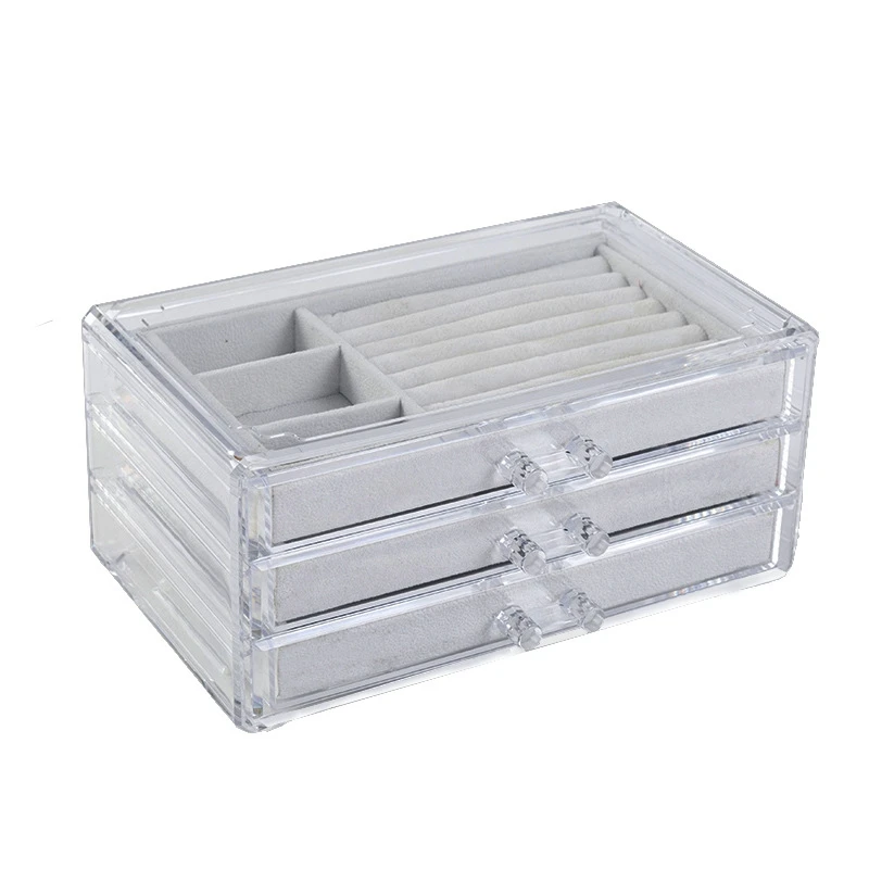 Jewelry Box With 3 Drawers, Velvet Jewelry Box For Earring Bracelet Bracelet Necklace And Ring Storage, Acrylic Coated Cotton, O
Jewelry Box With 3 Drawers, Velvet Jewelry Box For Earring Bracelet Bracelet Necklace And Ring Storage, Acrylic Coated Cotton, O