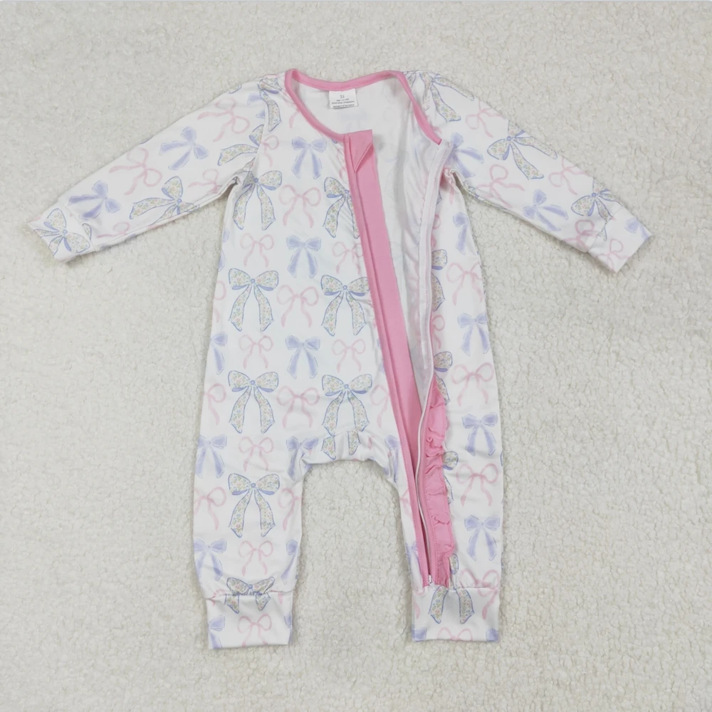 Wholesale hot sale boutique newborn toddler Baby Girls purple pink bows pattern long-sleeved onesies kid clothes bodysuit
Wholesale hot sale boutique newborn toddler Baby Girls purple pink bows pattern long-sleeved onesies kid clothes bodysuit