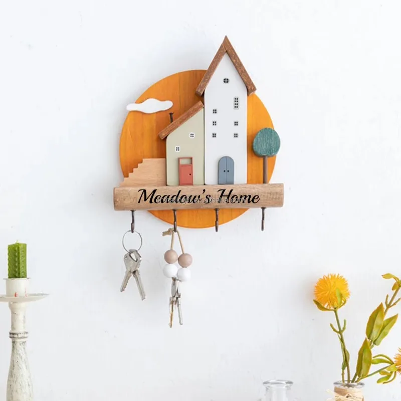Wall decoration cute key wooden storage rack entrance wall hanging hook small house frame
Wall decoration cute key wooden storage rack entrance wall hanging hook small house frame