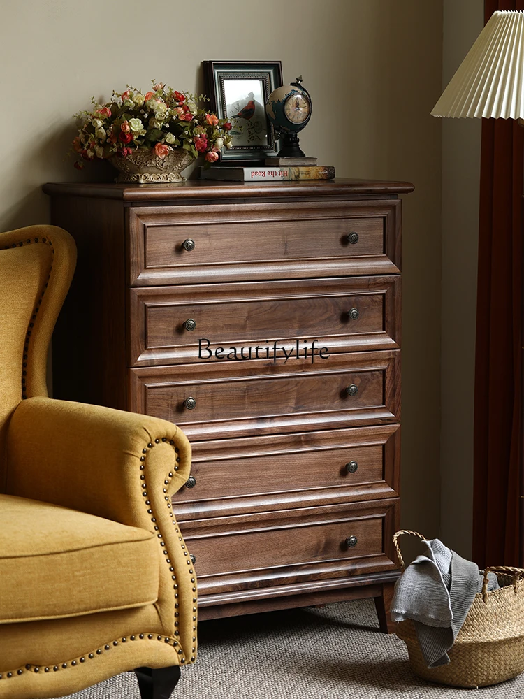 American-Style Solid Wood Chest of Drawers Black Walnut Storage Cabinet Modern Minimalist Living Room Furniture
American-Style Solid Wood Chest of Drawers Black Walnut Storage Cabinet Modern Minimalist Living Room Furniture