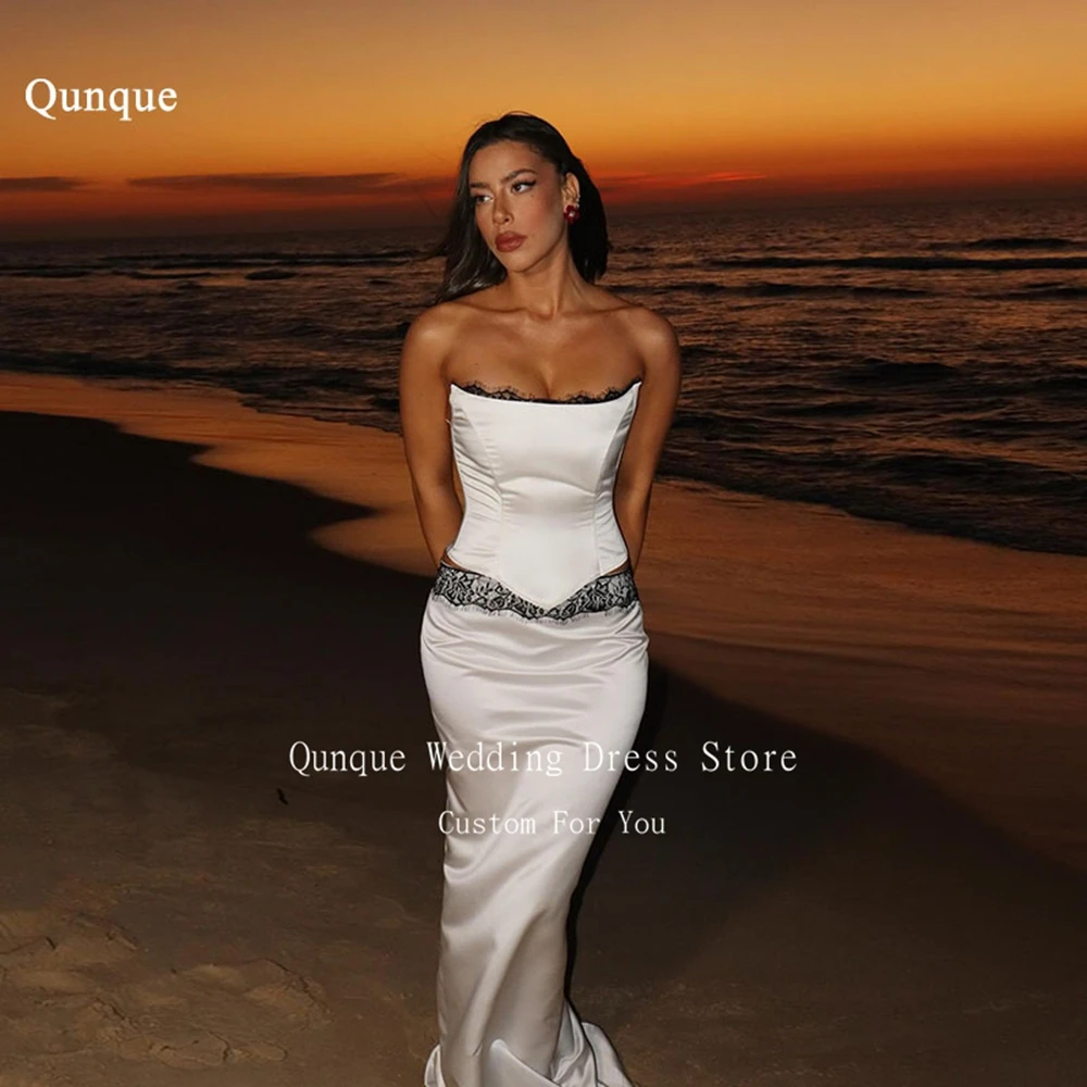 Qunque Satin Mermaid Wedding Dress Strapless Long Bespoke Occasion Dresss Exquisite Lace Waist Exposure Formal Dress Customized
Qunque Satin Mermaid Wedding Dress Strapless Long Bespoke Occasion Dresss Exquisite Lace Waist Exposure Formal Dress Customized