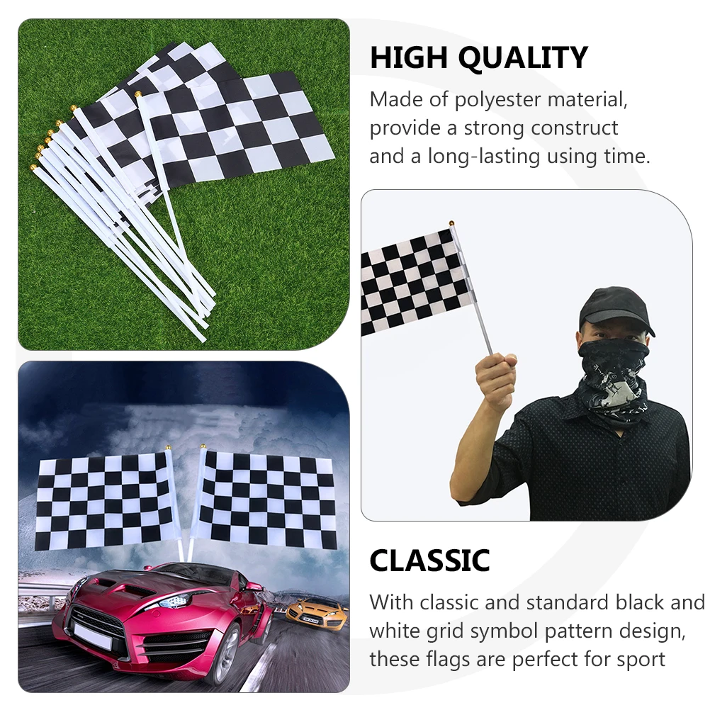 10pcs Racing Flag Black White Checkered Events Banner Grid Cars Waving Signal Game Party Supplies Polyester Durability
10pcs Racing Flag Black White Checkered Events Banner Grid Cars Waving Signal Game Party Supplies Polyester Durability