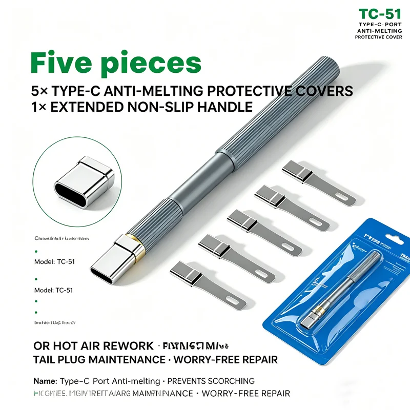 Type-C Tail Plug Anti-scald Protector TC-51 Soldering Heat Resistant Protective Sleeve for Electronic Repair
Type-C Tail Plug Anti-scald Protector TC-51 Soldering Heat Resistant Protective Sleeve for Electronic Repair