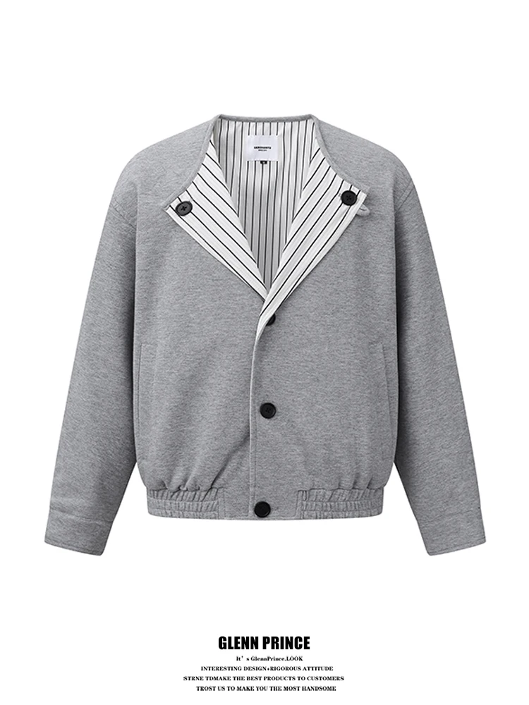 Loose Fit Stripe Patchwork Jacket Men's Design Sense Open Cardigan Sweatshirt without Collar GPstudio Youth Casual Spring Aut...
Loose Fit Stripe Patchwork Jacket Men's Design Sense Open Cardigan Sweatshirt without Collar GPstudio Youth Casual Spring Aut...