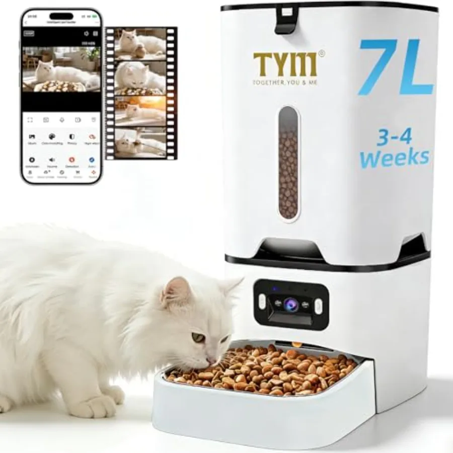 Automatic Cat Feeder with Camera, 5G WiFi Auto Cat Dog Food Dispenser with APP Remote Control, 7L Large Food Storage for Multip
Automatic Cat Feeder with Camera, 5G WiFi Auto Cat Dog Food Dispenser with APP Remote Control, 7L Large Food Storage for Multip