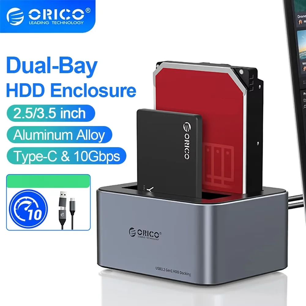 ORICO Dual Bay 2.5/3.5" HDD Docking Station Aluminum Offline Clone 10Gbps USB3.1 Type-C Gen2 External Hard Drive Enclosure Case
ORICO Dual Bay 2.5/3.5" HDD Docking Station Aluminum Offline Clone 10Gbps USB3.1 Type-C Gen2 External Hard Drive Enclosure Case