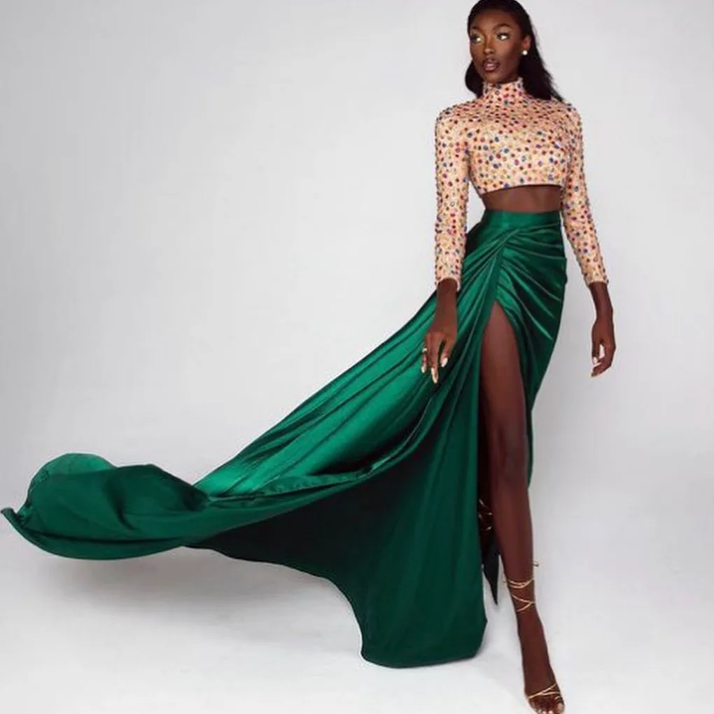 Trendy Green Women Skirt Long Train Side Slit Soft Silk Satin Prom Skirt Customized High Waist A Line Female Evening Party Skirt
Trendy Green Women Skirt Long Train Side Slit Soft Silk Satin Prom Skirt Customized High Waist A Line Female Evening Party Skirt