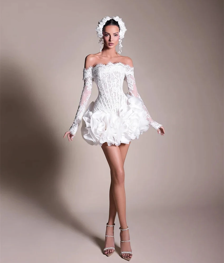 Customized Sexy Jersey A-Line Off the Shoulder Lace Ruffles Evening Dress High Quality Boat Neck Long Sleeves Party Gowns
Customized Sexy Jersey A-Line Off the Shoulder Lace Ruffles Evening Dress High Quality Boat Neck Long Sleeves Party Gowns
