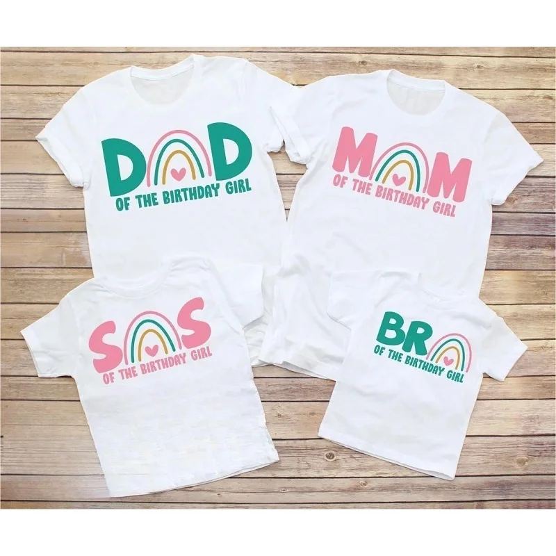 Cute Rainbow Theme Family Tshirts Birthday Girl's Party Clothes White Matching Outfits Summer Casual Short Sleeve Sets White
Cute Rainbow Theme Family Tshirts Birthday Girl's Party Clothes White Matching Outfits Summer Casual Short Sleeve Sets White