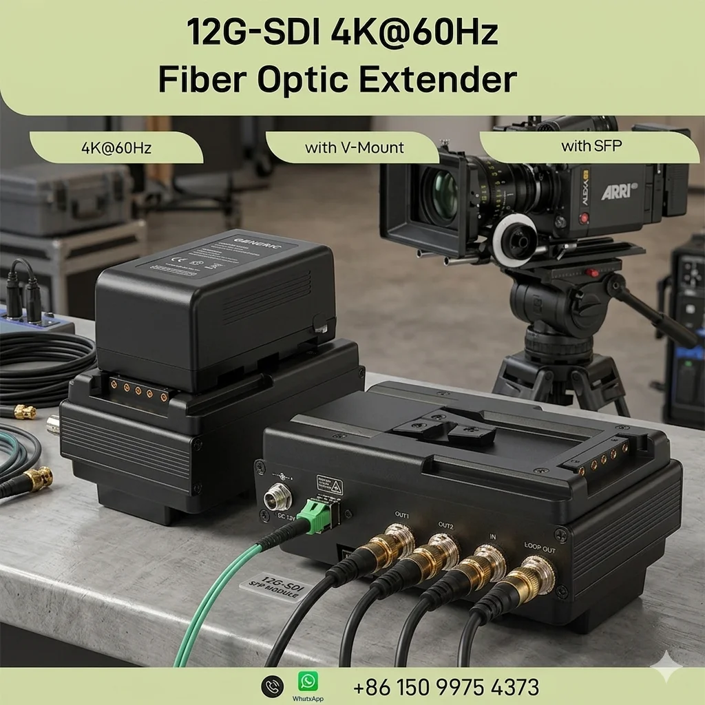 4K@60Hz 12G-SDI Fiber Extender Bidirectional Loop Out LC 10KM Single Mode V-Mount SD HD 3G 6G 12G SDI
4K@60Hz 12G-SDI Fiber Extender Bidirectional Loop Out LC 10KM Single Mode V-Mount SD HD 3G 6G 12G SDI
