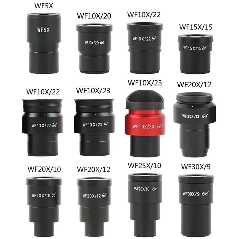 One Pair 2 pcs 10X 20X WF10X/23 WF10X/20 WF20X/10 WF30X/9 Wide Field Eyepiece Lens For Stereo Trinocular Biological Microscope
One Pair 2 pcs 10X 20X WF10X/23 WF10X/20 WF20X/10 WF30X/9 Wide Field Eyepiece Lens For Stereo Trinocular Biological Microscope