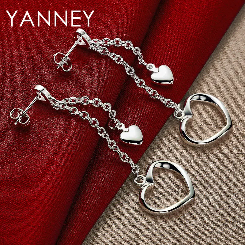 Fashion S925 Sterling Silver 50MM Tassel Long Heart Earrings For Women Luxury Wedding Party Engagement Jewelry Accessories
Fashion S925 Sterling Silver 50MM Tassel Long Heart Earrings For Women Luxury Wedding Party Engagement Jewelry Accessories