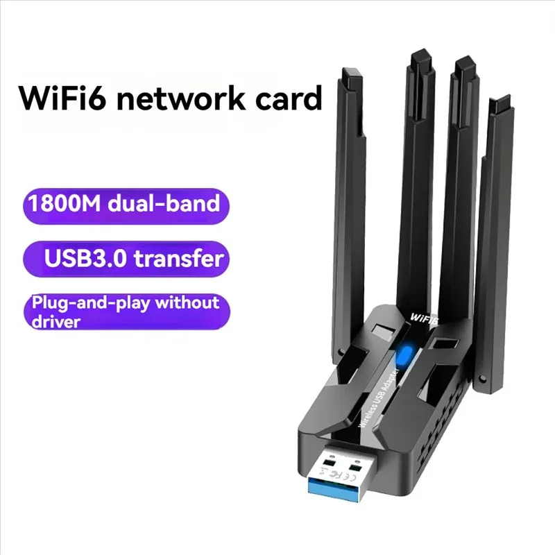 AX1800 Wireless Network Card 1800Mbps WiFi6 USB Adapter Dual Band 2.4/5Ghz USB 3.0 Dongle Wireless LAN Receiver for Win10/11
AX1800 Wireless Network Card 1800Mbps WiFi6 USB Adapter Dual Band 2.4/5Ghz USB 3.0 Dongle Wireless LAN Receiver for Win10/11