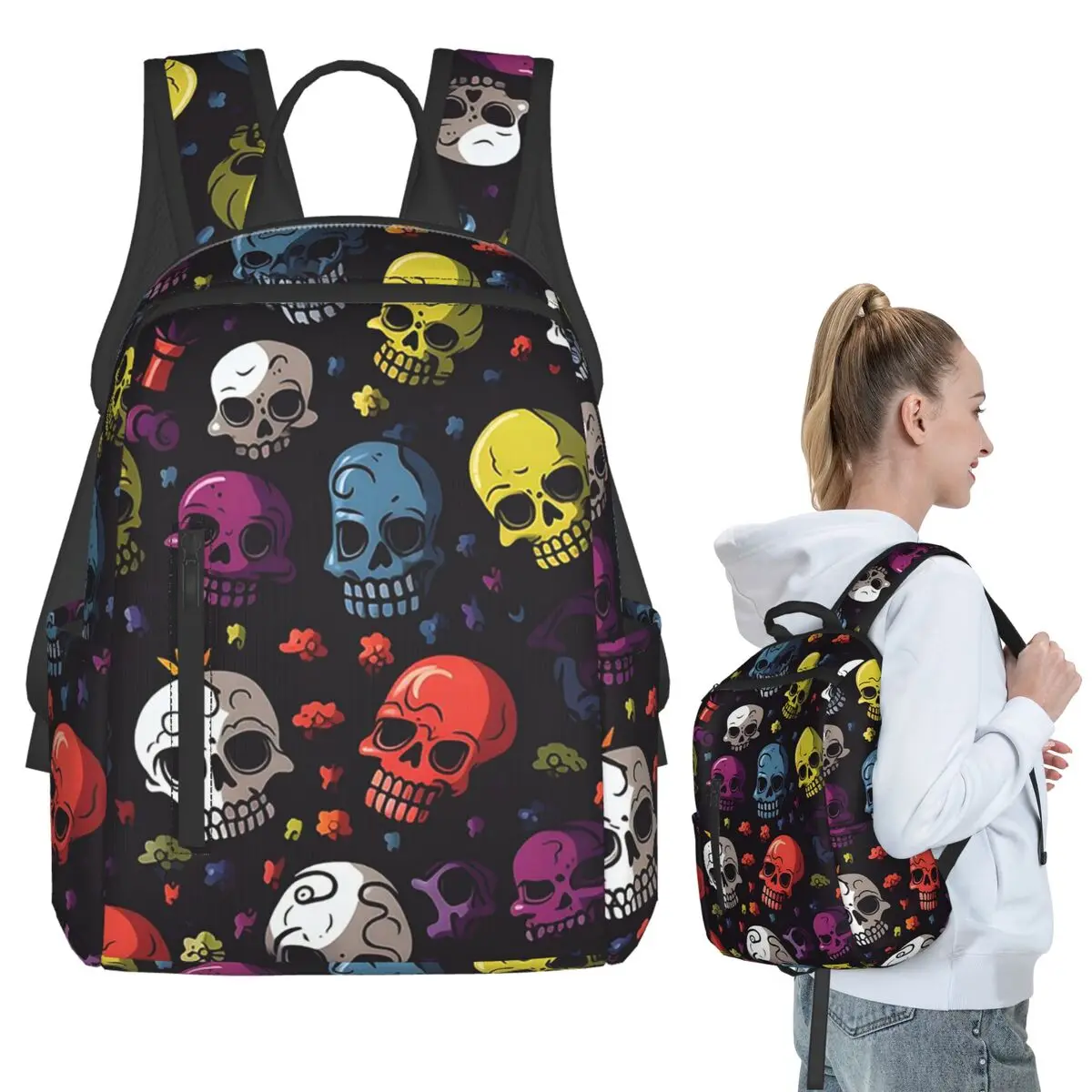 Colorful Skulls Cartoon Pattern Backpack Student BookBag Kids School Bag Laptop Shoulder Bags Men Women
Colorful Skulls Cartoon Pattern Backpack Student BookBag Kids School Bag Laptop Shoulder Bags Men Women