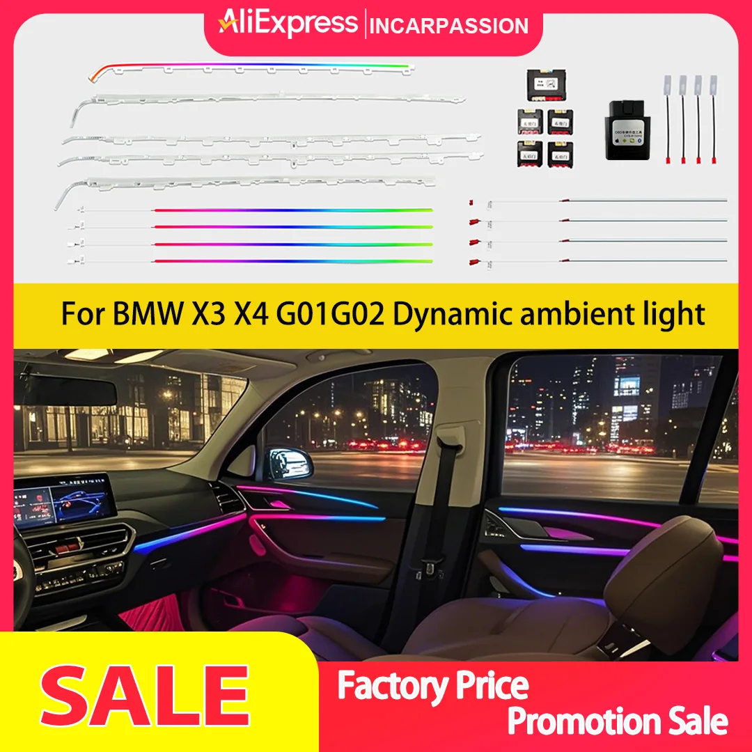 11-цветный OEM-дизайн, динамический активный окружающий свет для BMW X3 G01 X4 G02, BMW X3 X4, обновление внутреннего освещения
11-цветный OEM-дизайн, динамический активный окружающий свет для BMW X3 G01 X4 G02, BMW X3 X4, обновление внутреннего освещения