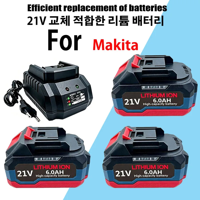 6.0 9.0 12.0Ah Rechargeable Lithium 21V Battery For Makita 18V/21v Power Tools Cordless Wrench Saw Drill Grinder Screwdriver
6.0 9.0 12.0Ah Rechargeable Lithium 21V Battery For Makita 18V/21v Power Tools Cordless Wrench Saw Drill Grinder Screwdriver