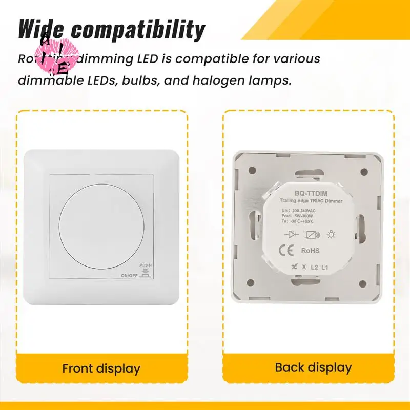 A11E-Flush-Mounted Dimmer 5-300 W Dimmer Switch LED Phase Control Dimmer For Dimmable LED And Halogen
A11E-Flush-Mounted Dimmer 5-300 W Dimmer Switch LED Phase Control Dimmer For Dimmable LED And Halogen