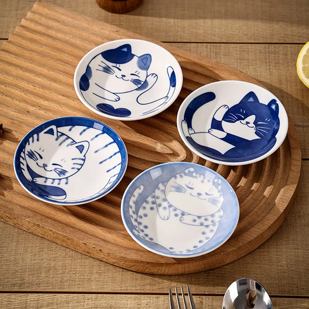 4Pcs Small Ceramic Dipping Plate Cat Print Sauce Dish for Soy Sauce Sushi Appetizers Snacks Fruits Candies Condiment Serving
4Pcs Small Ceramic Dipping Plate Cat Print Sauce Dish for Soy Sauce Sushi Appetizers Snacks Fruits Candies Condiment Serving