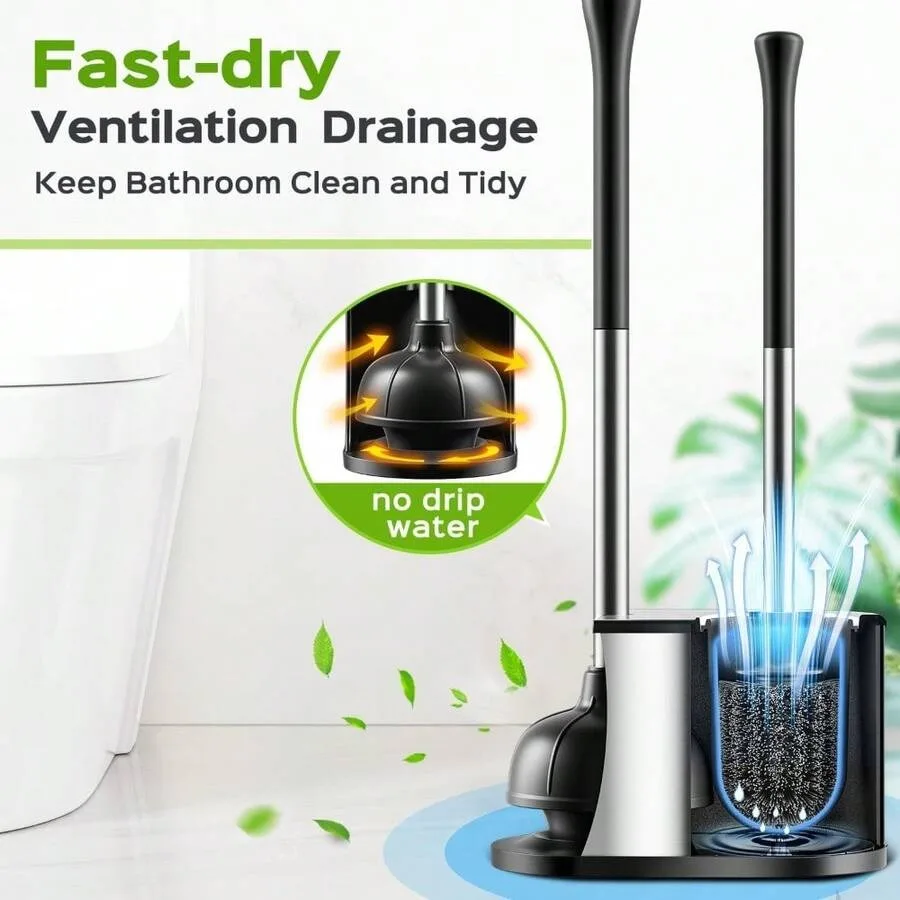 Toilet Plunger And Brush Set, Stainless Steel Heavy Duty Unclogging Tool With Powerful Round Bristle Cleaning Brush
Toilet Plunger And Brush Set, Stainless Steel Heavy Duty Unclogging Tool With Powerful Round Bristle Cleaning Brush