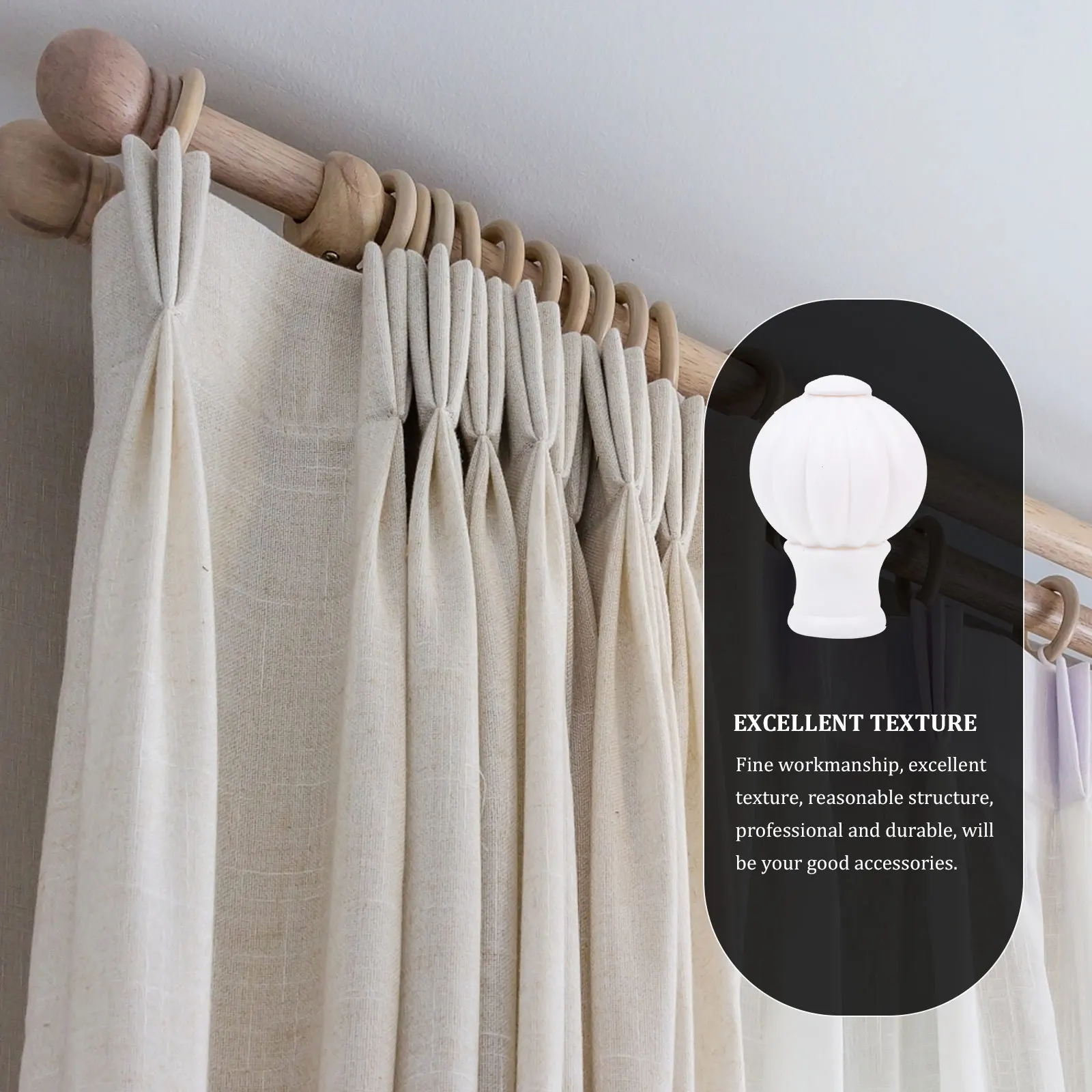 10Pcs Curtain Rod End Plastic Decorative Heads Creative Cutout Design Window Curtain Rod Accessories Home Use