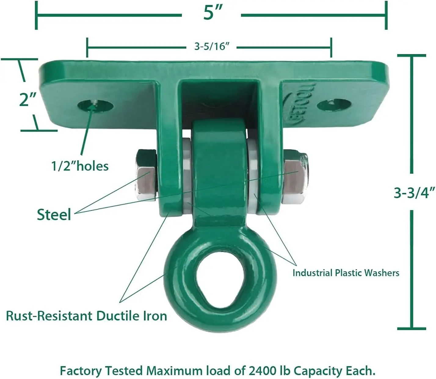 Heavy Duty Swing Hanger Set 10000 lb Capacity for Indoor Outdoor Playground Swing Sets Pack of 4 Green
Heavy Duty Swing Hanger Set 10000 lb Capacity for Indoor Outdoor Playground Swing Sets Pack of 4 Green