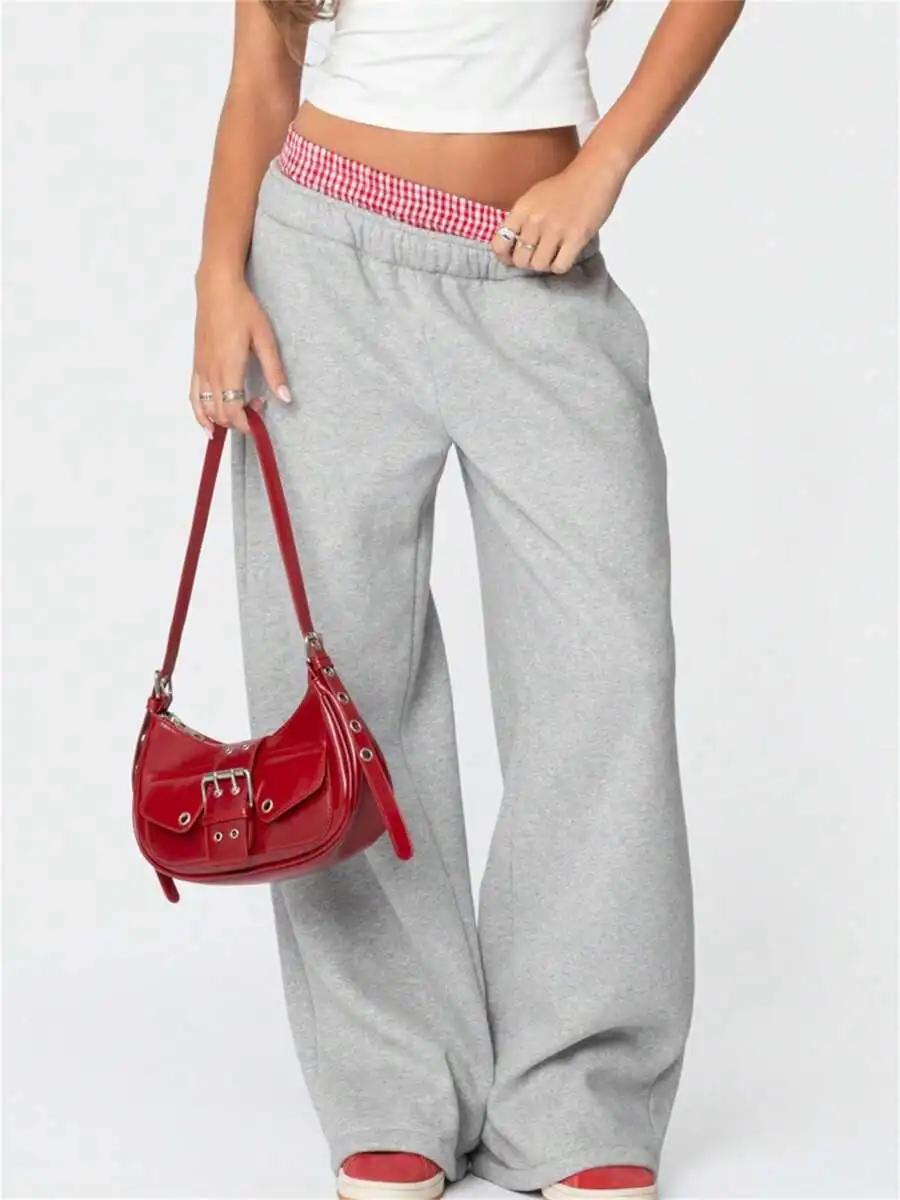 Women Wide Leg Baggy Sweatpants Elastic Waist Low Rise Plaid Patchwork Casual Streetwear Joggers
Women Wide Leg Baggy Sweatpants Elastic Waist Low Rise Plaid Patchwork Casual Streetwear Joggers