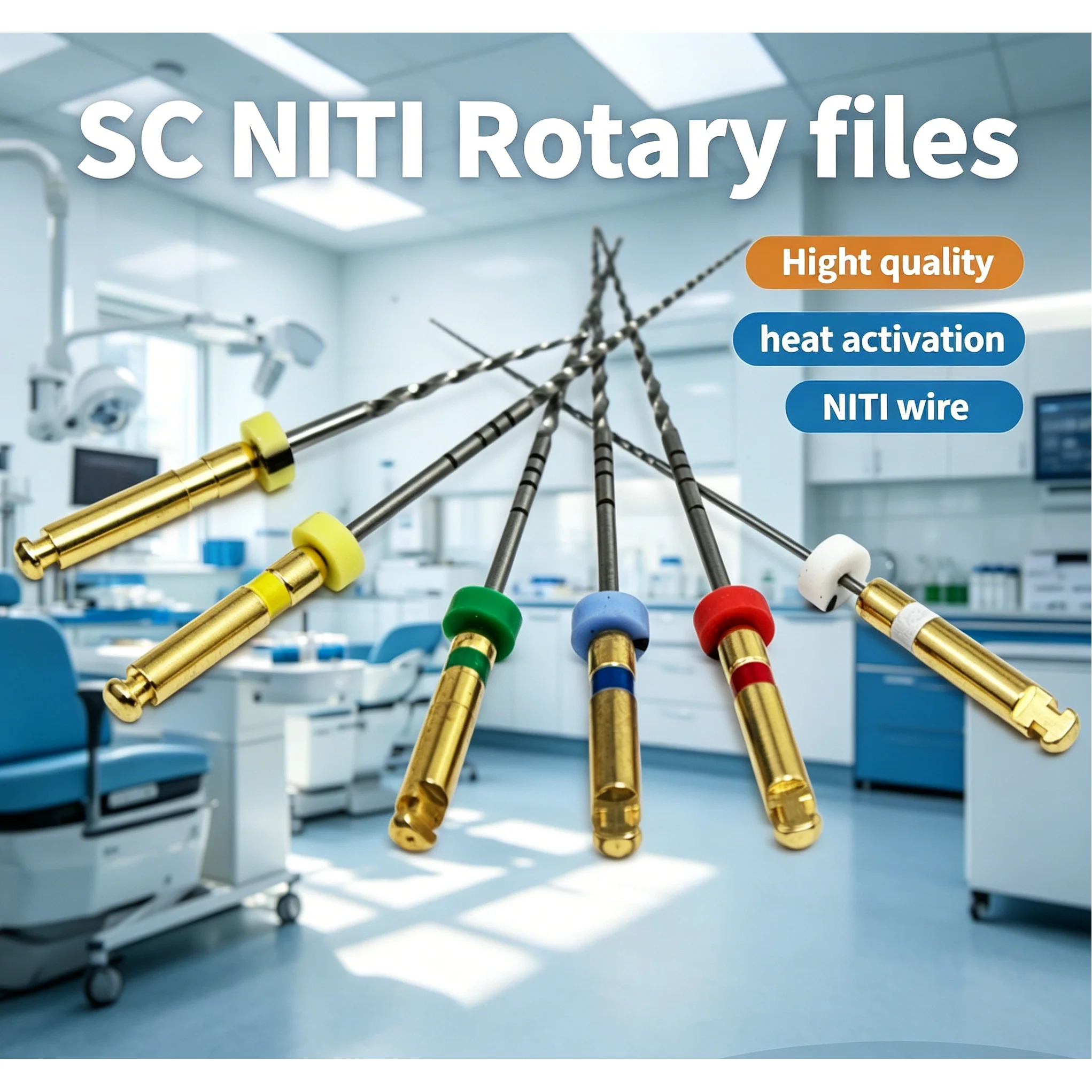 Dental Nickel Titanium File Heat Activation Root Canal File Endodontic Rotary Files 25MM SOCO Files 6Pcs/Box
Dental Nickel Titanium File Heat Activation Root Canal File Endodontic Rotary Files 25MM SOCO Files 6Pcs/Box