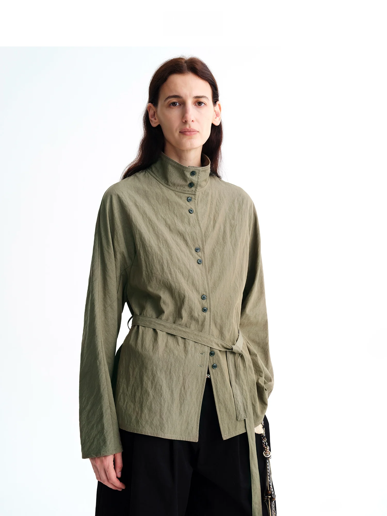 Artistic Washed Short Shirt with Dual Collar And Belt Design Breathable Loose Fit Women's Casual Fashion Fibre Blend
Artistic Washed Short Shirt with Dual Collar And Belt Design Breathable Loose Fit Women's Casual Fashion Fibre Blend