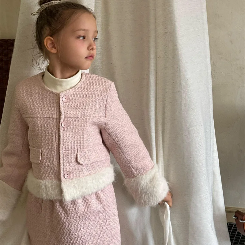 Girls Pink Suits Children 2024 New Autumn Winter Collection Coat and Skirt Two-piece Set Clothes Korean Sweet Style Suits
Girls Pink Suits Children 2024 New Autumn Winter Collection Coat and Skirt Two-piece Set Clothes Korean Sweet Style Suits