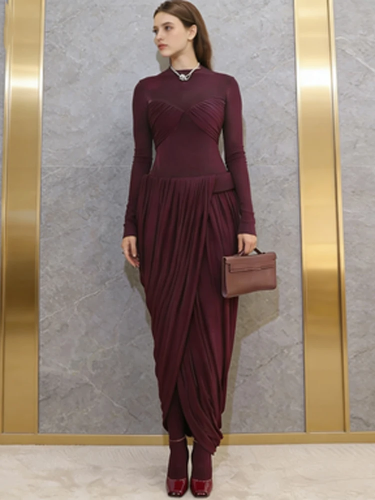 Бордовое плиссированное платье макси женское модное с круглым вырезом и длинным рукавом на талии, облегающее тонкое длинное платье 2026 женские вечерние платья
Бордовое плиссированное платье макси женское модное с круглым вырезом и длинным рукавом на талии, облегающее тонкое длинное платье 2026 женские вечерние платья